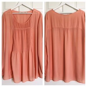 Sejour, Peach Tunic with Pleating, size 20W